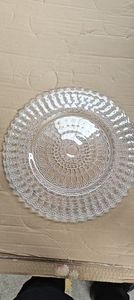 طبق تقديم كبير مقاس 10/13 بوصة، طبق زجاجي شفاف مستدير بتصميم منقوش عتيق، أطباق عشاء للمعكرونة والسلطة وديكور المنزل وحفلات الزفاف - Product Image 6