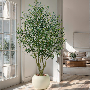 Grand olivier artificiel réaliste, style nordique, plante artificielle en pot, verdure d'intérieur pour la décoration de salon et de fenêtre - Product Image 3