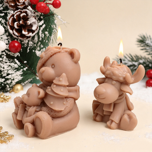 Stampo in Silicone per Candele a Forma di Orso Natalizio e Renna, Stampo 3D per Resina, Sapone e Cera a Forma di Babbo Natale, <span class=keywords><strong>Orsetto</strong></span>, Alce, <span class=keywords><strong>Decorazione</strong></span> Natalizia Fai-da-Te - Product Image 4