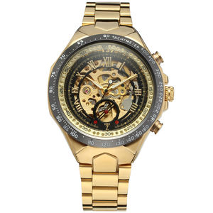 Montres Squelettes Mécaniques Automatiques de Luxe pour Homme en Acier Inoxydable Doré Tendance - Product Image 1