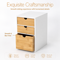 Meuble de rangement de bureau avec 3 tiroirs en bambou, organisateur de table multifonction pour accessoires de bureau et organisation de comptoir à domicile