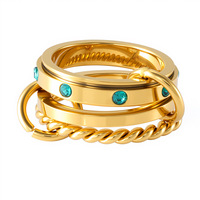 Ensemble de bagues connectées multi-liens pour femme, plaqué or, avec zircone cubique, élégant et délicat, pour la fête des mères et les mariages