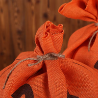 Sac en toile de jute à cordon de serrage en forme de citrouille orange pour décoration de fête d'Halloween, emballage de bonbons, prix de gros pour Halloween