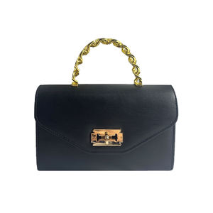 Catena quadrata con motivo a mezza luna in pelle <span class=keywords><strong>nera</strong></span> oro chiaro decorata con fodera alla moda borse <span class=keywords><strong>da</strong></span> <span class=keywords><strong>sera</strong></span> classiche Casual - Product Image 1