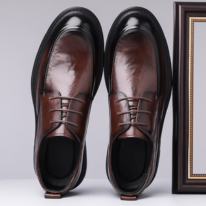 รองเท้าหนังผู้ชายสไตล์อังกฤษแบบลำลองสำหรับธุรกิจ หัวกลม ผูกเชือก พื้นหนา สีดำ สีน้ำตาล รองเท้าขับรถแฟชั่น - Product Image 2