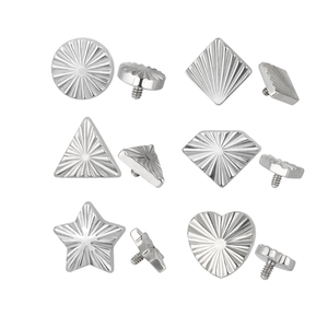 Bijoux de <span class=keywords><strong>corps</strong></span> en titane, triangle à nervures, étoile, carré, diamant, cœur, rond, filetage interne, labert top - Product Image 1