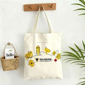 Custom Logo Printed Cotton Canvas Tote <b>Bag</b> - Natural Beige <b>Plain</b> Weave Shopping <b>Bag</b> for Promotional <b>Gift</b> Bulk Order - Product Image 4