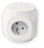 Cube d'alimentation sans fil français 3 voies 16A 230V ~ prise Schuko 16A Avec 2 USB(1A + 1C) prise en charge PD/QC 3.0 charge rapide Puissance maximale: 20W