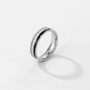 Anillo de Oro con 10% de Descuento, Anillo de Acero Inoxidable con Circonita Cúbica y Diamantes para Mujer, Sin Decoloración - Product Image 6