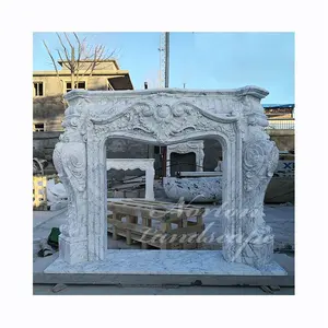 Caminetti decorativi interni moderni in marmo stile francese circondano camino in pietra mensola del camino in vendita