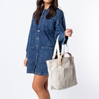 Sac fourre-tout en toile de coton personnalisé OEM avec impression, grande capacité, poche, bandoulière longue, sac de voyage week-end