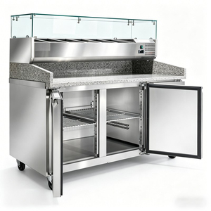 Commercial Refrigerated Prep Counter Premium Catering Unit With Solid Granite Worktop & Clear Glass Protective <b>Cover</b> - Product Image 1