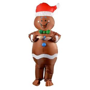 Adult Unisex Holiday Christmas <b>Inflatable</b> Gingerbread Man Suit Mascot <b>Costume</b> for Halloween Carnivals - Product Image 2