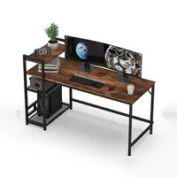 Vekin mesa de móveis de computador, mesa de computador de canto de forma l vintage para estudo de computador portátil com prateleira