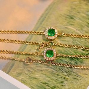 Xinfly Fine Jewelry GRC 18k Gold Cuban Chain 0.10ct Natural Diamond 0.45ct Vivid Green Square Emerald <b>Gemstone</b> <b>Bracelet</b> - Product Image 2