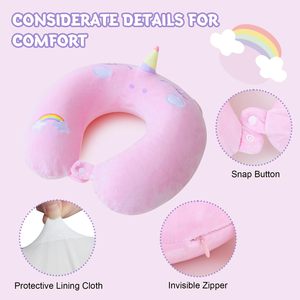 Rose mignon licorne Animal mémoire mousse voitures <span class=keywords><strong>vol</strong></span> avion repose-tête enfant en bas âge enfants cou soutien <span class=keywords><strong>voyage</strong></span> oreiller pour enfants adultes - Product Image 6