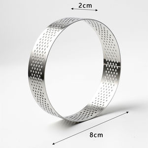 צרפתית סגנון מזון כיתה אינה מקל אפיית קינוח מאפה עובש <span class=keywords><strong>8cm</strong></span> 3 אינץ מיני עגול מחורר נירוסטה טארט עוגת טבעות - Product Image 2