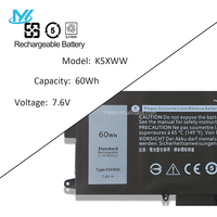 Batería para Portátil MYiYAE 7.6v 60wh K5xww para Dell Latitude 7389 7390 12 5000 5289 2-en-1 L3180 E5289 P29S001 P29S002 Series