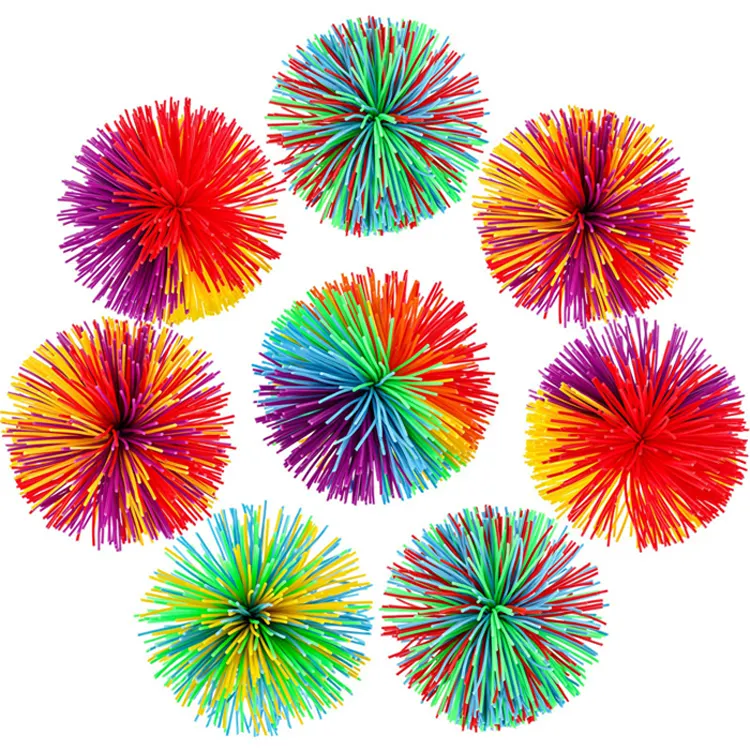 Monkey Stringy Balls Weiche aktive sensorische Stress bälle Bunte Zappeln Spielzeug Rainbow Pom Bouncy Squishy Balls