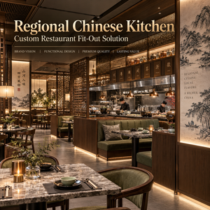 Mobiliario Premium a Medida para Restaurantes: Diseño Integral con Mostrador de Piedra, Separador y Gabinete Iluminado para Comedor Chino - Product Image 4