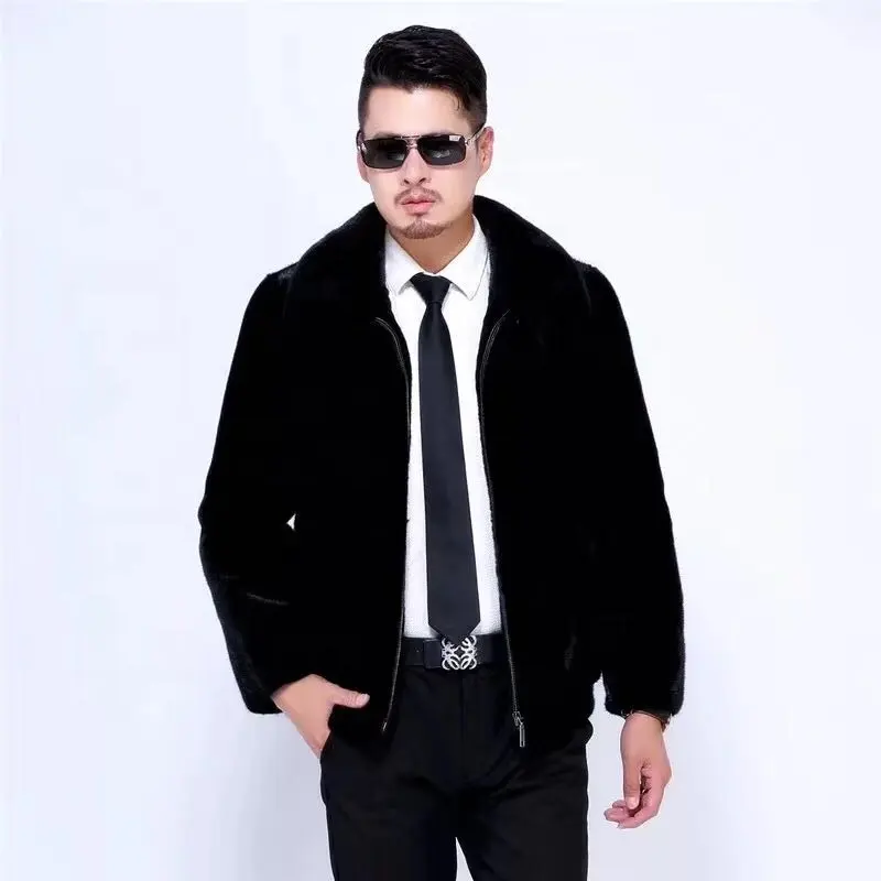 YR1134 Denmark Velvet Square Collar Import Real Mink Fur Jacket for Men