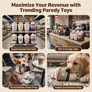 ของเล่นเคี้ยวสำหรับสุนัขรูปแก้วกาแฟพร้อมวิปครีม ดีไซน์รักษ์โลก ผลิตจากวัสดุที่เป็นมิตรต่อสิ่งแวดล้อม มีเสียงบีบในตัว ทนทาน รับผลิตแบบ OEM/ODM ปรับแต่งได้ ขายส่งจำนวนมาก - Product Image 3