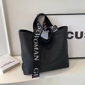 Bolso Tote de playa de lona de algodón grande de gran tamaño para mujer, logotipo personalizado para fiesta de fin de semana y regalo, patrón de letras de compras - Product Image 5