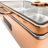 Plat à chafing de luxe rose doré pour buffet, 9L, en acier inoxydable 304, ensemble chauffe-plats électrique pour la restauration