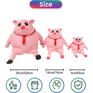 Jouet anti-stress en forme de cochon mignon pour enfants et adultes, jouet sensoriel à presser pour soulager l'anxiété, jouet animal extensible amusant - Product Image 2