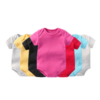 Baju Terusan Bayi Rajut Katun Pendek Lengan Pendek 95% Warna-Warni yang Dapat Disesuaikan
