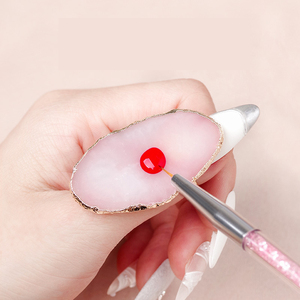 พาเลทแต่งเล็บเรซิ่น 5 สี ลายหินอ่อนขอบทอง แหวนปรับขนาดได้สำหรับร้านทำเล็บ - Product Image 3