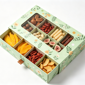 Scatola regalo ecologica Kraft con scomparti, stampa personalizzata <span class=keywords><strong>per</strong></span> confezioni all'ingrosso di frutta secca, biscotti, cioccolato, <span class=keywords><strong>torte</strong></span> e snack. - Product Image 4