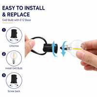 Guirlandes lumineuses LED G40 d'extérieur, ampoules E12 avec couvercles en PC, étanches, pour patio, jardin, décoration de mariage et de fête