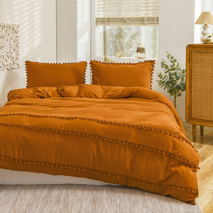 New Farmhouse 3pcs Bedding <strong>Set</strong> Washable Cotton Duvet Cover <strong>Set</strong> <strong>Comforter</strong> Cover <strong>Set</strong> With Pompom - Product Image 5