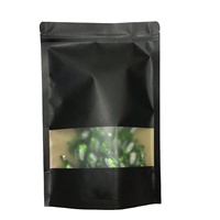 Sacs en papier kraft noir de qualité alimentaire avec fenêtre, autoportants, à fermeture éclair, pour gâteaux, pain, sucre, pizza, champagne, sushis, gelée, emballage