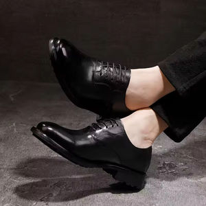 Chaussures Oxford de marié de style britannique en cuir véritable de haute qualité, antidérapantes, de luxe, à lacets, pour tenue de cérémonie - Product Image 3