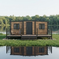Maison de luxe à double aile extensible et pliable, insonorisée et économe en énergie, pour projet d'hébergement de vacances en bord de lac