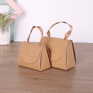 Eco-Friendly Recycled Kraft Paper Gift <b>Box</b> with Ribbon Handle Customizable Shape & Design for Packaging Socks Candles More - Product Image 3