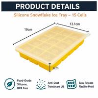 Moule à glaçons flocon de neige en silicone de qualité alimentaire avec couvercle, 15 cavités, sans BPA, facile à démouler, réutilisable, pour congélateur, OEM ODM, avec logo personnalisé