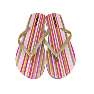 stripe design cheap popular PE/RUBBER oem women sandals flip-flops slippers