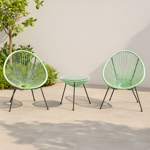 Tất Cả Thời Tiết 3-Mảnh Ngoài Trời Acapulco <span class=keywords><strong>Bistro</strong></span> Đặt Thoải Mái Patio Vườn Ghế Với Bàn Kính Cho Sân Vườn Ngoài Trời Đồ Nội Thất - Product Image 2