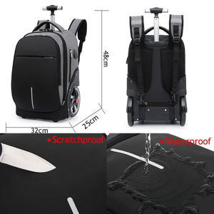 Sac à dos à roulettes géométrique en tissu Oxford à grande roue, sac de voyage, sac d'affaires, sac d'école, sac à roulettes pour ordinateur portable - Product Image 4