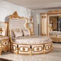 Lit rococo de style antique lit royal cadre en bois ensemble de meubles de chambre à coucher turquie taille queen de haute qualité