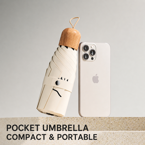 Paraguas Plegable de 5 Secciones con Mango de Madera, Protección UV UPF50, 95 cm de Diámetro, Portátil, Mini, Bonito, Personalizado para Mujer, con Logotipo - Product Image 3