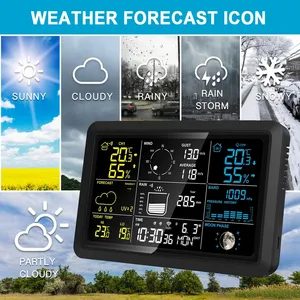 Station météo professionnelle Tuya <span class=keywords><strong>Wi</strong></span>-<span class=keywords><strong>Fi</strong></span> avec hygromètre, thermomètre, calendrier automatique, réveil, capteur UV, capteur de vent et de pluie, prévisions météo - Product Image 6