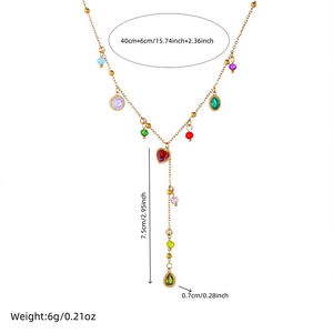 Fatingna Polyvalent Simple Femmes En Acier Inoxydable Pendentif Collier Goutte D'eau Géométrique Couleur pour Doux Amour Bijoux - Product Image 4