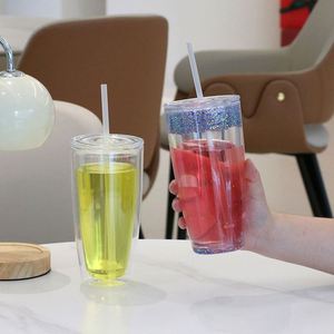 Gobelet en plastique vierge pour sublimation 24oz, double paroi, avec couvercle plat, fond perforé pour DIY, avec bouchon, réutilisable, mug créatif - Product Image 5