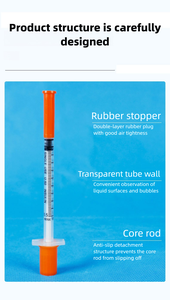 0.3 मिलीलीटर/0.5 मिलीलीटर/1 मिलीलीटर डिस्पोजेबल इंसुलिन सिरिंज सुई के साथ - Product Image 3