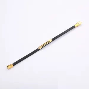2023 New arrival in stock bracelet gold bend with leather bracelet for unisex