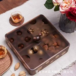 Bandeja cuadrada de madera maciza para frutos secos, caja de almacenamiento hermética con 8-11 compartimentos, de nogal, para uso en el hogar y la sala de estar - Product Image 1